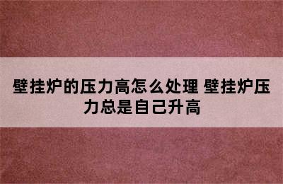 壁挂炉的压力高怎么处理 壁挂炉压力总是自己升高